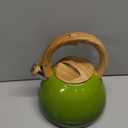 MARSKITOP Whistling Tea Kettle for Stove Top, 2.6 Quart Teapot for Stovetop, Stainless Steel Tea Pot for Stove with Wood Pattern Handle, Light Green