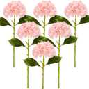 Large Hydrangea Artificial Flowers 19.3", 6 Pcs Latex Real Touch Faux Hydrangea with Stems, Fake Flowers for Table Centerpieces Arrangements Wedding Bouquets (Pink)