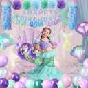 Mermaid Birthday Party Decorations for Girls 49PCS Under the Sea Party Kit with Mermaid Balloons, Happy Birthday Banner, Tassel Garlands, Paper Flowers & Jellyfish Lanterns