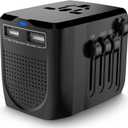 220V to 110V Converter Travel Adapter Combo with 2 USB, International Voltage Converter for Hair Dryer Phone Laptop, All-in-one Power Converter for US to UK EU AU Asia Cover 200+Countries