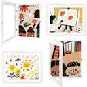 4-Pack Kids Artwork Frames 10x12.5 Front Opening Kids Art Frame for Wall Art work Picture Display Holds 50+ Pcs for Kids Drawings Changeable Frames for Kids' Artwork Storage and Display – White