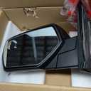 Driver Left Side Door Mirror Power and Heated Glass with Turn Signal Arrow with Menory and Chrome Back Cover Power Folding for 2014-2019 Chevrolet Silverado GMC Sierra 1500 2500 3500, Standard