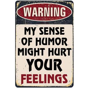 Funny Man Cave Decor Garage Metal Tin Signs Wall Decor For Bedroom Men Room Door Funny Office Desk Decor Sign Cool House Rules Poster For Men My Sense Of Humor Might Hurt Your Feelings Sign 8x12 Inch (11)