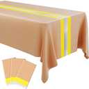 Oudain 3 Pcs Fire Fighting Tablecloth 54"x108" Table Runner Cover Disposable Plastic Rectangle Tablecloths for Firefighter Construction Road Racing Track Car Birthday Party Decoration Supplies(Khaki) Pack of 5