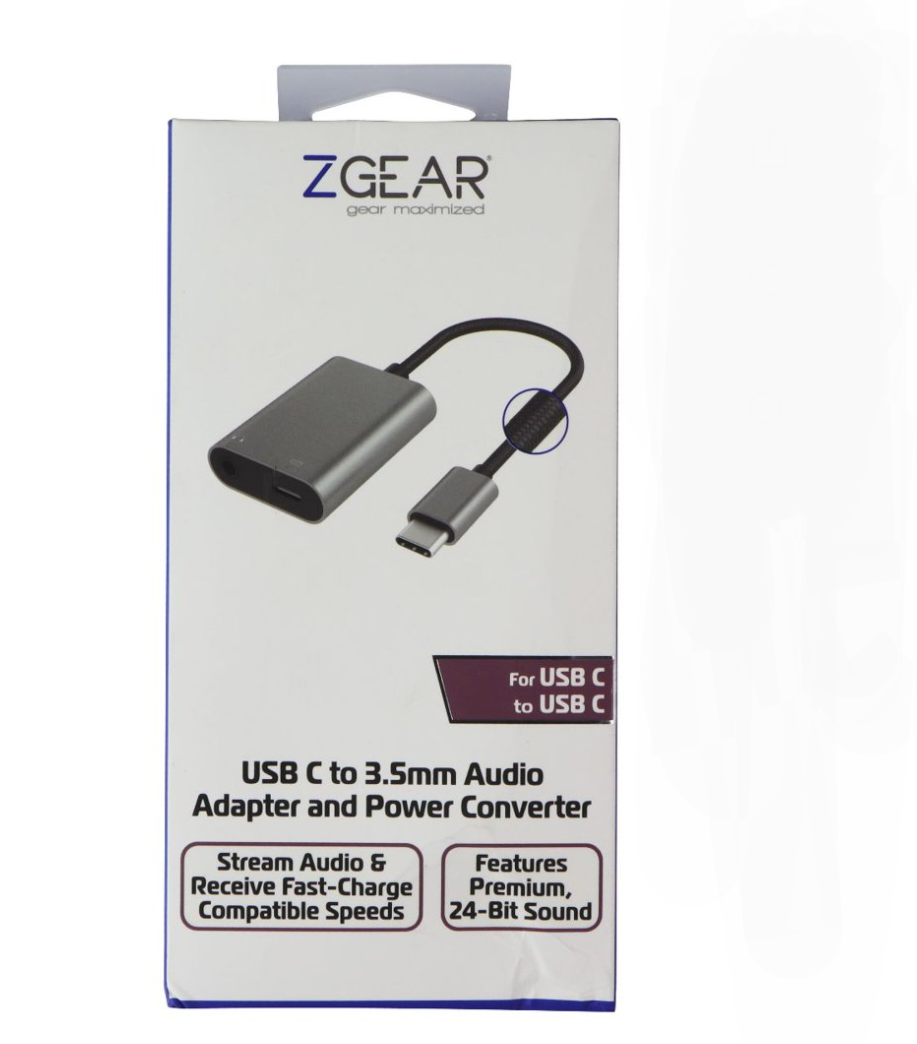 Zgear 3.5mm Audio And  To C Power Adapter