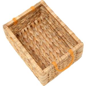 Water Hyacinth Storage Baskets For Organizing, Wicker Baskets For Storage With Macrame Handle, Small Woven Basket Small Wicker Blanket Basket For Organizing, Rectangular Woven Blanket 12x9x5 In