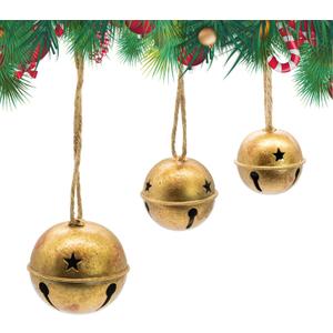 Christmas Jingle Bells Vintage Gold Brass Bells with Jute Rope for Rustic Christmas Decor Wreaths Gardens Trees Doors Windows Living Rooms and Rustic Home Decor (Style 4)