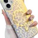 Cute Case for iPhone 17 Case for Women Girls [ Compatible with Magsafe ] Translucent Gold Cheetah Print Pattern Design, Aesthetic Glitter Sparkly Bling Leopard Magnetic Phone Cover