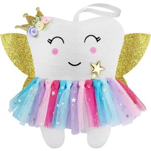 Beautiful Tooth Fairy Pillow Colorful Skirt Tooth Fairy Doll Lost Teeth Keepsake Gift for Kids
