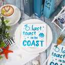 JarThenaAMCS 50 Pcs Last Toast on the Coast Cocktail Napkins Bachelorette Party Supplies Foil Blue Beach Bach Coastal Beverage Disposable Paper Napkins for Summer Bride Bachelorette Party Decorations