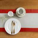 5 x Solino Home Linen Table Runner 36 Inches - 100% Pure Linen Red and Natural Small Table Runner 14 x 36 Inch Ideal for Dresser and Coffee Tables - Mothers Day, Winter - Contempo