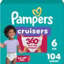 Pampers Diapers - Cruisers 360 - Size 6, 104 Count, Babyproof up to 100% Leakproof Pull-On Diaper