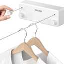 Mbillion Retractable Clothesline 13.8 Ft Stainless Steel Double Clothes line retracting Indoor Heavy Duty Retractable Laundry Line Wall Mounted (Double Line-White)