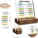 2 x Growth Mindset Desk Decor Sign, Mental Health Therapy Office Motivational Gift, Positive Affirmations for School Psychology Office Classroom, Clear Acrylic Sign