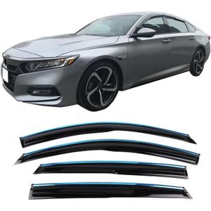IKON MOTORSPORTS, Window Visor Compatible with 2018-2025 Honda Accord Sedan, Acrylic Unpainted Air Deflector Sun Rain Guard 4pc with Chrome Trim, 2019 2020 2021 2022 2023 2024