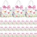 Moinchore 30 Pcs Wildflower Paper Gift Bags Bulk 5.5 x 4.7 x 2.5 in Mini Floral Favor Bags with Handles Bow Ribbon Wrap for Spring Summer Birthday Wedding Home Bridal Shower Garden Supplies
