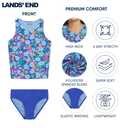 Lands' End Girls' UPF 50+ Swim Bikini Bottom and Racerback Tankini Set, Dazzling Blue, Medium