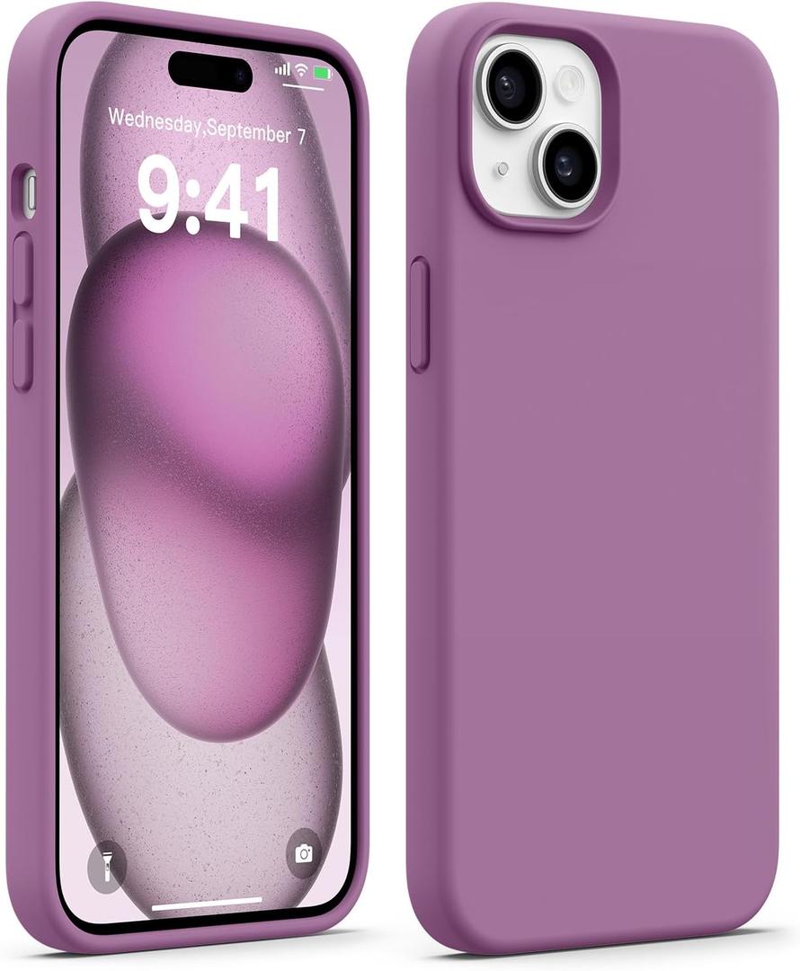 AOTESIER Shockproof for iPhone 15 Plus Case, [Food Grade Silicone] Phone Case [Military Drop Protection] with Soft Anti-Scratch Microfiber Lining, 6.7 inch, Lilac Purple