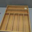 Bellsal Bamboo Silverware Drawer Organizer, Kitchen Utensil Drawer Organizers, 12"x15.7" Utensils Holder Cutlery Tray with Grooved Drawer Dividers for Kitchen Flatware Bedroom Office(7 Slot, Natural) (Nature)