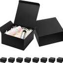 Mcfleet Black Gift Boxes with Lids 8x8x4 Inches 10 Pack Groomsmen Proposal Cardboard Craft Small Gift Box for Christmas, Wedding, Graduation, Holiday, Birthday Presents Packaging