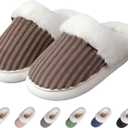 Drecage Womens Fuzzy Slippers Mens, Fleece Lined House Slipper for Ladies, Extra Plush Warm Indoor Outdoor Slippers with Heel Cover & Non-Slip Sole, Cozy Memory Foam Home Shoes, 41-41