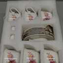 Tea Cups and Saucers Set of 6, 6 Oz Porcelain Floral Tea Cups with Spoon, Bone China Coffee Cup Saucer Gift Set for Cappuccino, Espresso, Latte, Cafe Mocha, Microwave Safe