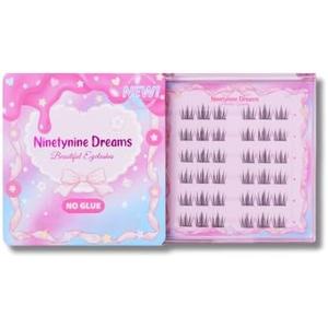 Ninetynine Dreams No Glue Stardream Self-Adhesive Lashes, 8-12mm Length, C+ Curl, Synthetic Fibers, Beginner Friendly Press On Daily Soft Spiky Thin Self Adhesive Band DIY cluster Falsies Eyelash