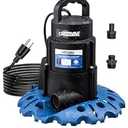 CrestWave 1/ 3HP Auto Pool Cover Pump, 2950GPH Submersible Sump – Fast Draining | Clog-Resistant Dual Filter for Leaves, for In/ Above Ground Pools, Hot Tubs, Basements | 25ft UL Cord, 3/ 4" GHT Adapters