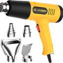 Heat Gun 1300W for Vinyl Wrap,Crafting,Shrink Tubing,Paint,Epoxy Resin,Candle Making,Adjustable Temperature,Overload Protection Hot Air Gun Kit Nozzles (Yellow, Two-Gear Button Temperature Control)