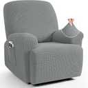 TAOCOCO Recliner Cover 4-Pieces, Recliner Stretch Sofa Slipcover, Recliner Cover 1 Seat, Couch Protector Soft, Furniture Protector Covers with Elastic,Chair Covers Jacquard Pattern (Dusty Grey)