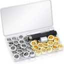 120 Sets Grommet Tool Kit 1/2 Inch, Cridoz Grommet Eyelets Kit with Setting Tools and Storage Box for Fabric, Tarps, Curtains (Silver and Gold 1/2 Inside Diameter)