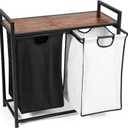 CWS Home Goods Laundry Basket Organizer with 2 Removeable Bags & A Large Top Shelf Laundry Hamper with Handles for Clothes or Toys for Laundry Room, Bathroom, & Dorm with 2x 45Pounds Bags (46LBs)