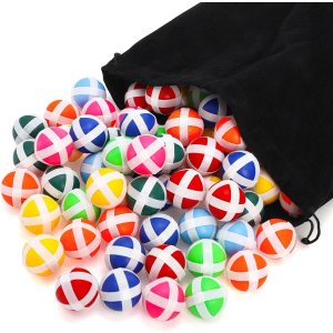 DEAYOU 80 Pack Sticky Balls for Fabric Dart Board, Dart Hook and Loop Balls, Mini Sticky Golf Balls, Safe Sport Darts Game Accessories with Storage Bag for Adult, Indoor, Outdoor, Party, 8 Color
