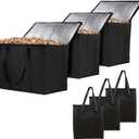 3 Pcs Wood Pellet Storage Containers, 20LBs Waterproof Smoker Charcoal Storage Dispenser Smoking Wood Chips Container Wood Pellet Storage Bucket for Campping, Grill, Outdoor