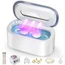 Ultrasonic Jewelry Cleaner, 48Khz 30W Portable Professional Jewelry Cleaner Ultrasonic Machine with Digital Timer, 12OZ Ultrasonic Cleaner for Eyeglasses, Rings, Necklaces, Dentures