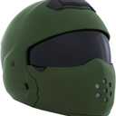 Harssidanzar 3/4 Open Face Motorbike Motorcycle Helmet Full Face Modular Helmets with Visor for Mens and Womens Street Bike Cruiser Scooter DOT Approved CU605US, Medium (Green, L)