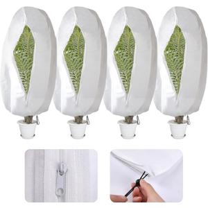 Alpurple 4 Packs Winter Zipper Plant Covers - 47" X 31.5" Warm Plant Protection Cover Bags, Frost Cloth Blanket Protecting Fruit Tree Potted Plants from Freezing Animals Eating