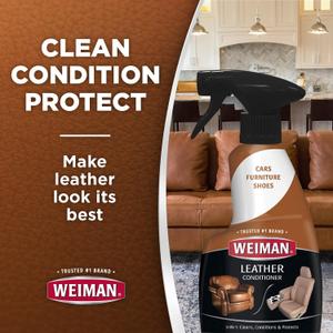Weiman Leather Cleaner Conditioner & Protector for Couches, Boots, Chairs, Bags, Purses & Auto Interior with Microfiber Towel Included (2 Pack) 22 Oz