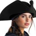 HOMELEX Adult Pirate Hat for Women Colonial Tricon Hat Halloween Costume Accessory, head circumference of around 23.5 inches