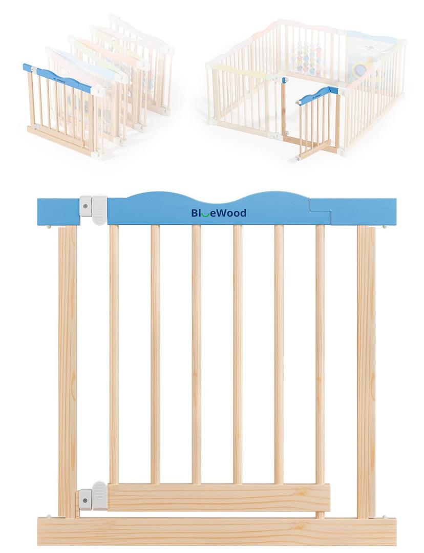 Wooden Playpen Door with Blue Top (1 Panel)