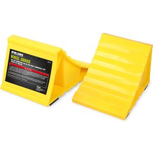 PR1ME Wheel Chocks with Non-Slip Base for RV & Trailer. 2 Pack Heavy Duty Wheel Chock with Bright Yellow. Lightweight Wheel Stoppers for Cars Camper Trucks RVs, Fit for Most Tyre Sizes