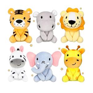 Aoriher 6 Pcs Mini Stuffed Forest Animal Bulk Jungle Plush Animal 4 Inch Plush Elephant Lion Tiger Giraffe Panda for Baby Shower Christmas Birthday Gift Stuffer Themed Party Decoration(Lovely