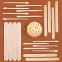Mibly 4 Style Pack of 600 Assorted Wooden Wax Sticks for Body Legs Face and Small Medium Large Sizes Eyebrow Waxing Applicator Spatulas for Home and Spa Usage (Assorted Pack of 600)