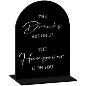 Elegant Black Acrylic Wedding Bar Table Sign, Wedding Bar Sign, Calligraphy Tabletop Decoration for Reception, Anniversary, Bridal Shower, and Special Events - 6.5×9 Inches