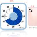Secura 60-Minute Visual Countdown Timer, 7.5-Inch Oversize Classroom Visual Timer for Kids and Adults, Durable Mechanical Kitchen Timer Clock with Magnetic Backing (Navy Blue)