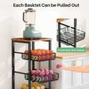 SNTD Fruit Basket Vegetable Stand for Kitchen Pantry, Pull Out Metal Wire Basket with Wood Top for Fruit Vegetable Onions Potatoes Snacks