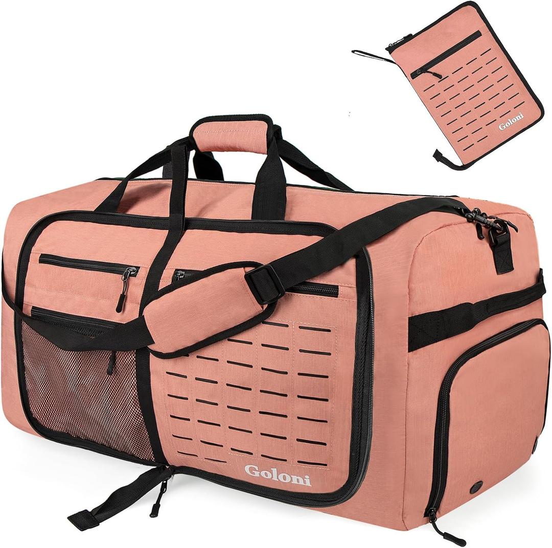 Goloni Foldable Travel Duffle Bag for Men Women, Waterproof with Shoe Compartment, 80L 120L Large Collapsible Luggage Bag, Lightweight Packable Duffel for Travel Sports Gym Airline Carry On Checked Bag