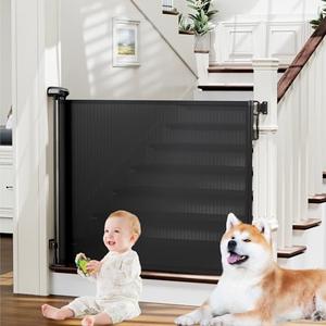 Amazon.com: probebi Retractable Baby, Child & Dog Gates for Stairs, Extends to 54" Wide 34" Tall, Use for Outdoor, Indoor, Hallways, Doorways, Deck, Porch, Black : Baby