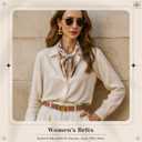 Giomos Women's Leather Belt for Jeans, Dress, Pants & Formal Outfits, Ladies Trendy Reversible Design Belt with Gold Buckle, Brown & Beige with Scarf, Size: Fit Waist Size 31"-36" (Beige)