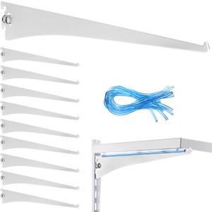 Gisafai 10 Pack Shelf Bracket Adjustable Shelving Brackets Single Track Twin Track System Metal Stand for Shelving Shelf Standard Stand for Stores Closet Kitchen (White,12 Inch)